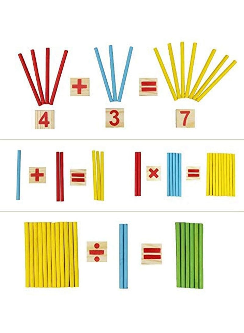 مجموعة ألعاب تعليمية للأطفال في الرياضيات - مكعبات خشبية للأرقام والرموز، ألعاب تعليمية في مجالات العلوم والتكنولوجيا والهندسة والرياضيات للتعلم المبكر، الجمع والطرح، هدية للأطفال الصغار - Image 4